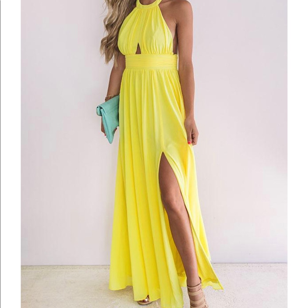 Beautiful yellow halter dress